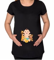 BK Gift Erkek Bebek Tasarımlı Siyah Hamile Tişört-3