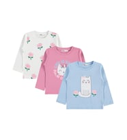 Civil Girls Kedi Baskılı 3'lü Set 2-5 Yaş Sweatshirt - Standart