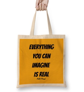 Pablo Picasso Quotes Art Gift - Vintage Retro Style Bez Çanta Uzun Saplı