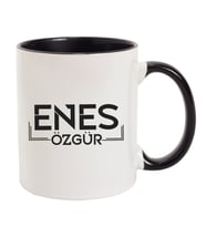 İsme Özel Çizgi Çerçeveli Kupa Bardak Siyah Renk Detaylı