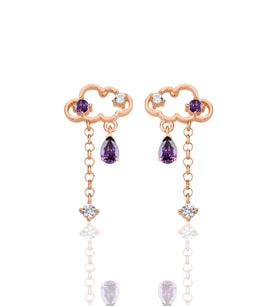 Gümüş rose ametis ve zirkon taşlı bulut küpe SGTL12348ROSE