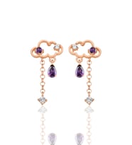 Gümüş rose ametis ve zirkon taşlı bulut küpe SGTL12348ROSE