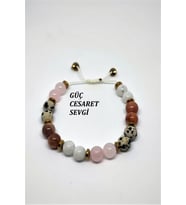 8 MM GÜÇ, CESARET, SEVGİ DOĞAL TAŞ BİLEKLİK (BENEKLİ JASPER, GÜNEŞ TAŞI, AY TAŞI,PEMBE KUVARS, HEMATİT)