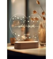 İki Kişilik Minik Kalp Motifli Ledli Gece Lambası, Romantik ve Şık Tasarım (Krem)
