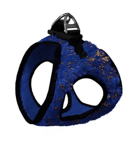 Üç Kilitli Simli Peluş Kedi Köpek Göğüs Tasması 20-24 cm XXX-Small Lacivert