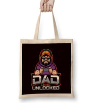 Dad Level Unlocked Daddy Gamer Newborn Baby Children Father Bez Çanta Uzun Saplı
