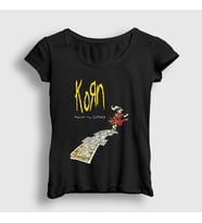 Presmono Kadın Siyah Follow The Leader Metal Korn T-Shirt 508692tt