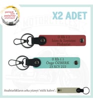 Motorcu Dostlara İsim Plaka 0 Rh (-) Kan Grubu Yazılı Hediyelik x2 Anahtarlık, Nar Çiçeği-Turkuaz-SK (Çok Renkli)