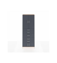 Arges Dolap 3 Raflı 5 Çekmeceli 4 Kapaklı 88x30x243 Çam-Antrasit