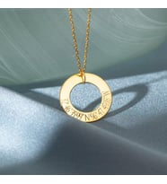 Kişiye Özel Halka Model Koordinat Kolye 925K Gümüş (Gold)