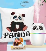 Kişiye Özel Fotoğraflı Panda H2o Gece Lambası Oda Nemlendirici & Yastık