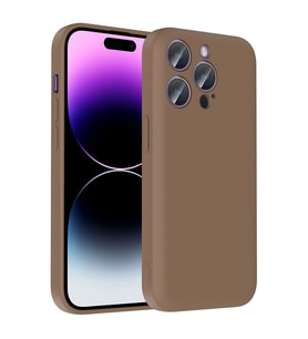 Apple iPhone 14 Pro Uyumlu Kılıf Kamera Korumalı Kartlık Hazneli Zore Vitra Kapak (Kahverengi)