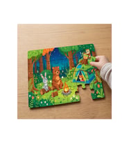 Ormanda Kamp Yapan Sevimli Hayvanlar Tasarımlı 24 Parça Ahşap Çocuk Puzzle