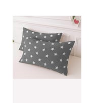 Desenli Pamuklu Büyük Gri Yıldız Desen Yastık Kılıfı 2 Adet 50 x 70 cm