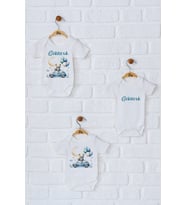 Pia Baby Premium %100 Pamuk İsme Özel Organik Baskılı Üçlü Set Çıtçıtlı Bebek Body Zıbın Modelleri 5056-18 (Ekru)