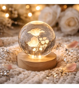 3D LED I Love You Kristal Cam Küre Gece Lambası  Romantik Dekoratif Masa Lambası