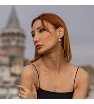 Zirkon Taşlı Gold Kaplama Kutup Yıldızı Gümüş Küpe
