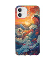 Iphone 11 Uyumlu Kanagawa Dalga ve Doğa Tasarımlı Şeffaf Telefon Kılıfı