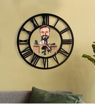 Kişiye Özel Doktor Karikatür 3D Ahşap Mdf Duvar Saati 240