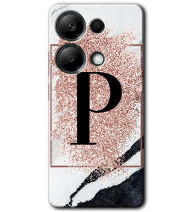 Poco M6 Pro Kılıf HD Desen Baskılı Kılıf - Pembe Mermer Desenli P Harfi
