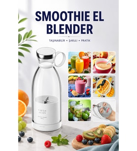 Portatif Smoothie Blender Kablosuz Şarjlı Mini Meyve Hazırlayıcı