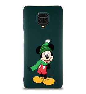 Xiaomi Redmi Note 9 Pro Soft Premier Kapak Mickey Mouse-G Tasarımlı Silikon Kılıf - Yeşil (Şeffaf)