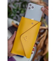 Envelope Telefon ve Bozuk Para Bölmeli Zarf Model Kadın Cüzdan Sarı