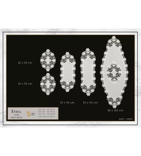 Evita Model Krem-Krem 5 Parça Keten Dantelli Salon Takımı Runner Seti No 6859