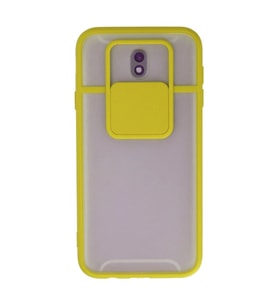Samsung Galaxy J7 Pro / J730 Kılıf Palm Buzlu Kamera Sürgülü Silikon - Sarı