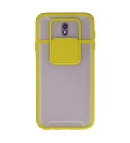 Samsung Galaxy J7 Pro / J730 Kılıf Palm Buzlu Kamera Sürgülü Silikon - Sarı