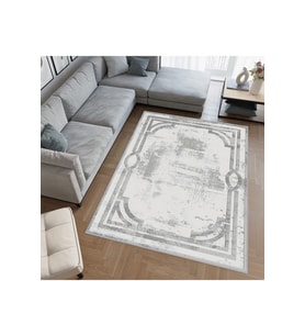 Rovigo Home Dijital Baskı Yıkanabilir Kaymaz Taban Salon Halısı RVG0634 (Gri)