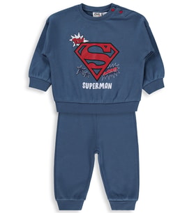 Civil Baby Superman Baskılı 3-18 Ay Takım - Mavi