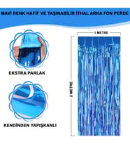 Ekstra Metalize Mi Renk Saçaklı Arka Fon Perde 1x2 metre