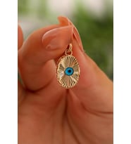 14 Ayar Altın Füzyon Oval Kolye Ucu (Sarı)
