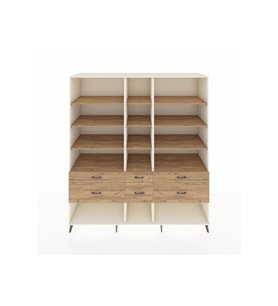 Kronos Dolap 12 Raflı 6 Çekmeceli  220x59x243 Aytaşı-Çam/Çam