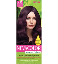 Nevacolor Natural Colors 4.20 Patlıcan Moru - Kalıcı Krem Saç Boyası Seti
