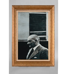 Çerçeveli Paspartulu Atatürk Tablo a640 (Gold)