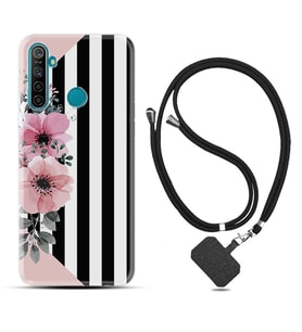 Realme 5i 5 Pro 6i 7 Pro 8 Kılıf Boyun Askılı Silikon Flowers 4 1390