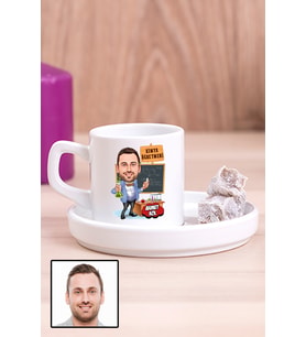 Erkek Kimya Öğretmenine Özel Hediye Karikatürlü Concept Türk Kahvesi Fincanı