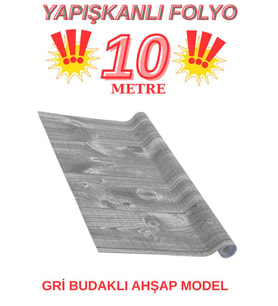 45cm x 10 Metre 1 Rulo Folyo Yapışkanlı Gri Budaklı Ahşap Mutfak Duvar Kaplama Folyosu Kağıdı