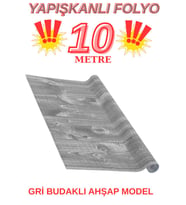 45cm x 10 Metre 1 Rulo Folyo Yapışkanlı Gri Budaklı Ahşap Mutfak Duvar Kaplama Folyosu Kağıdı