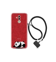 Huawei Mate 20 Lite Kılıf Resimli Desenli Silikon Boyun Askılı Sleeping Panda 1810