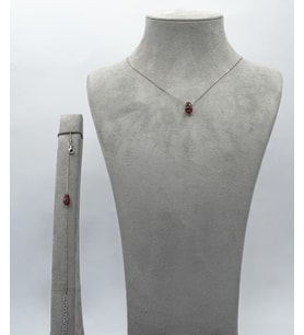 925 Ayar Gümüş Rodyum-Altın Kaplama 6 Ct Yarı Değerli Granat Taşlı Set - Raccolta Di Gocce