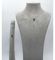 925 Ayar Gümüş Rodyum-Altın Kaplama 6 Ct Yarı Değerli Granat Taşlı Set - Raccolta Di Gocce