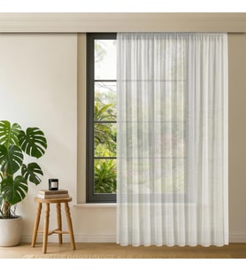 Fabric Design Lüks İpeksi Dokulu Bambu Kırışmaz Ütü Gerektirmez Ekru 250x260 Pilesiz (1 x 1) YÜKSEK KALİTELİ TÜL PERDE