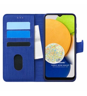 Microsonic Samsung Galaxy A03 Kılıf Fabric Book Wallet Lacivert