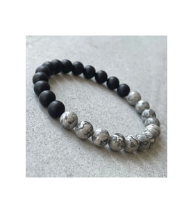 Unisex - Jasper Ve Onix Ile Hazırlanmış Şık Tasarım Padore Doğal Taş Bileklik