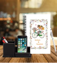 Sevgililer Gününe Özel Ahşap Defter Kalem & Deri Kaplama Kalemlik Hediye Seti 6