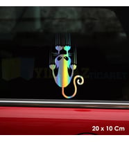 Tırmalayan Kedi Hologram Oto Sticker Araba Etiket Yapıştırma Aksesuar Çıkartma 20 X 10 Cm