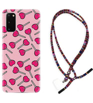 Samsung A02S A03S A10 A12 A13 A21S A22 Kılıf Boyun Asklı Rasta Silikon Heart Lollipop 1414